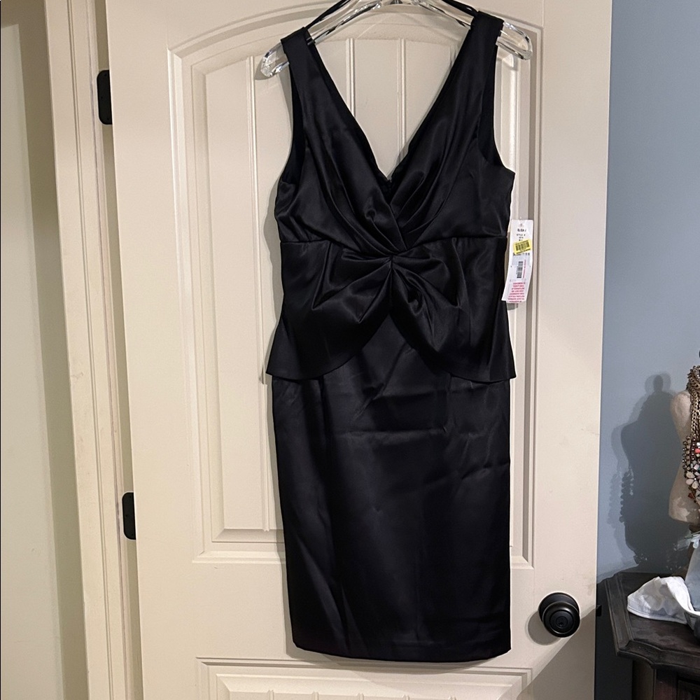 Eliza J Black Satin Midi Dress